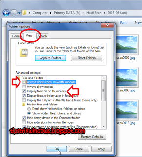 masuk ke menu Folder and search options