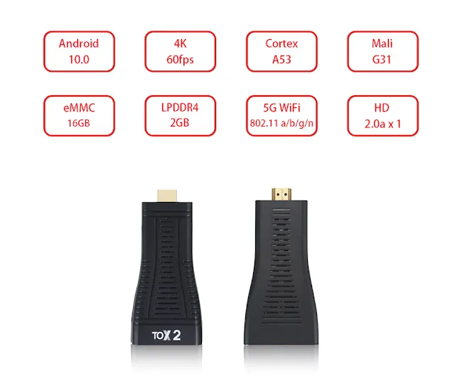 Android 10.0 TV Box TOX2 TV Stick With 100M WLAN Quad Core 5G Dual Wifi BT5.0 4K Android 10 Smart Media Player TV Dongle