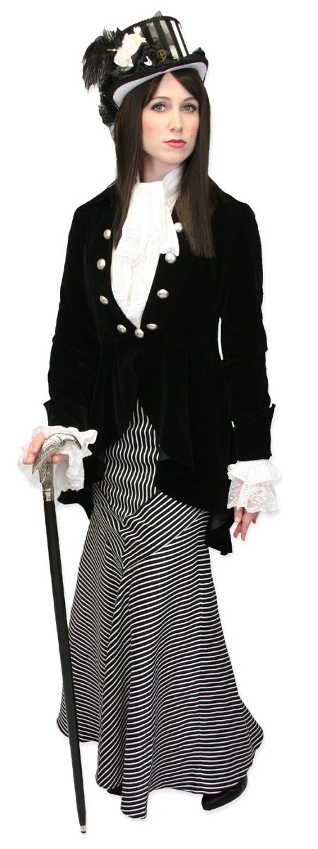 Black and White Striped Steampunk Clothing for Women