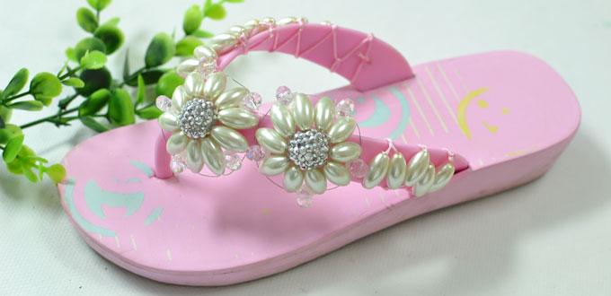 Beads are threaded on to ordinary flipflops for a unique embellishment ...