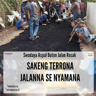 aspal buton, giligenting, sumenep, madura, jalan rusak