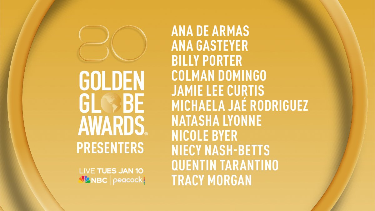 Tarantino e Ana de Armas serão um dos que apresentarão o Globo de Ouro 2023