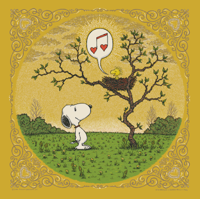 Peanuts “Woodstock’s Song of Love” Gold Edition Screen Print by Marq Spusta