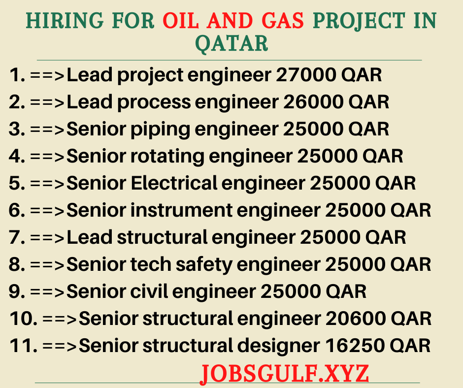 Hiring for Oil and Gas project in Qatar