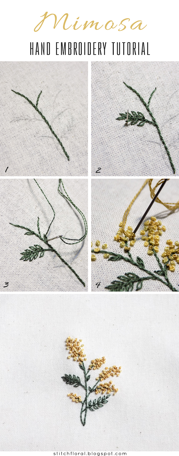 Hand embroidery mimosa