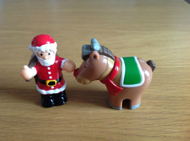 Father Christmas and Rudolf figurines