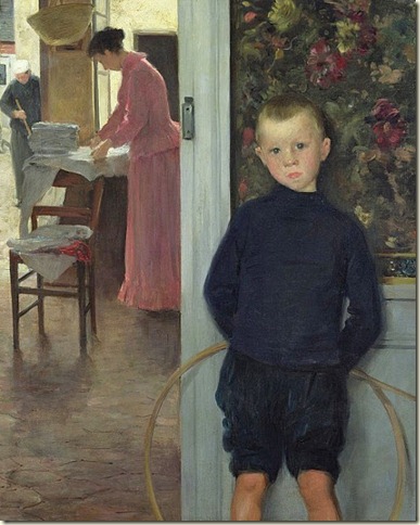 7 Paul Mathey (French artist, 1844-1929)Interior with Woman and Child