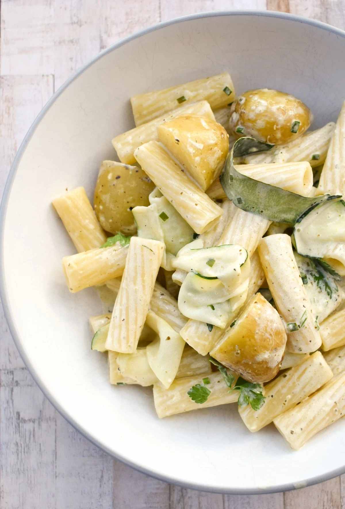 potatoes in a creamy courgette sauce