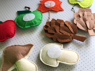 Felt hedgehog with stick on velcro food pieces Handmade by TomToy