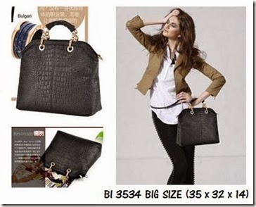BI 3534 BLACK BIG SIZE (211.000) - Material PU Bottom Width 35 Cm Height 32 Cm Thickness 14 Cm Handle 8.5 Cm Strap Adjustable Weight 0.97