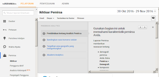 halaman pertama google analytics