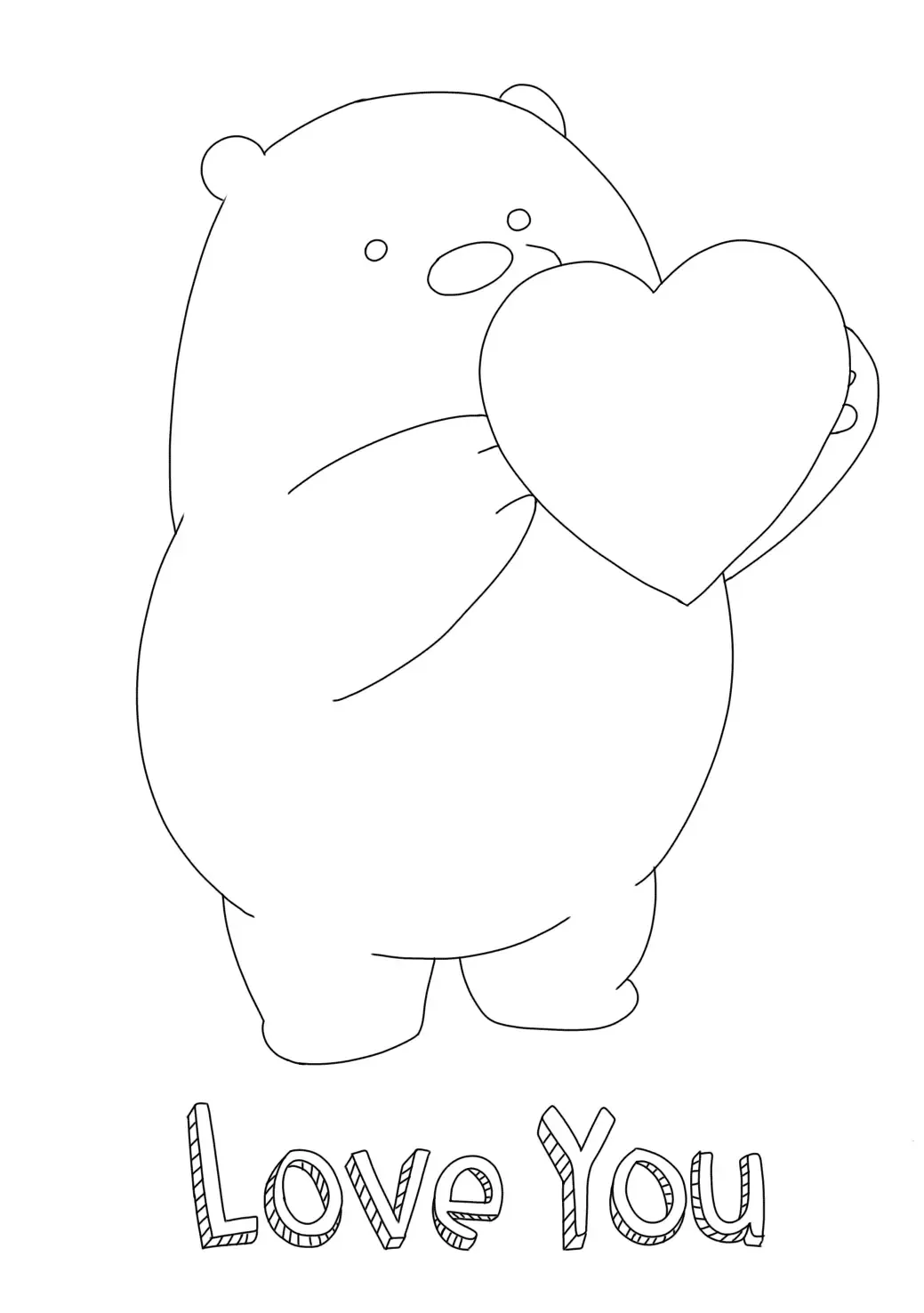 We bare bear love you coloring page