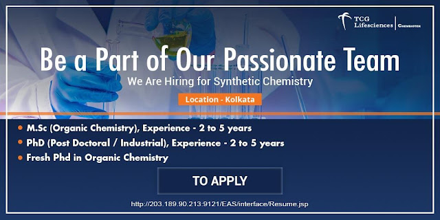 Job Availables, TCG Lifesciences Pvt. Ltd Job Opening for Synthetic Chemistry – R&D