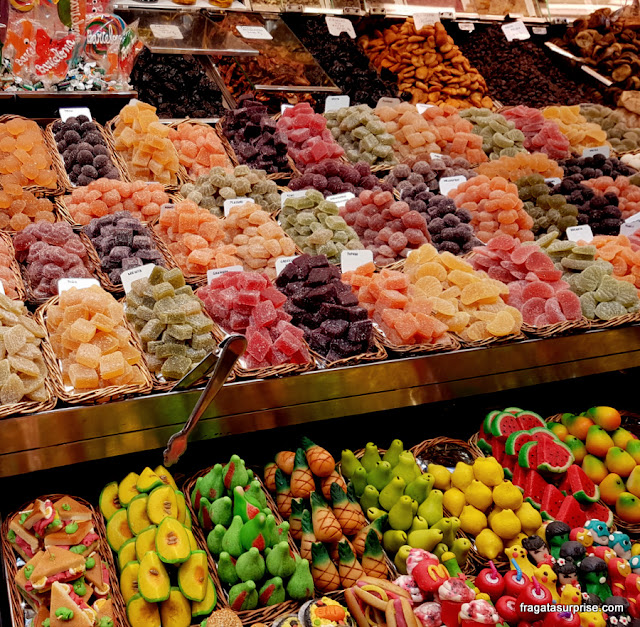 Frutas cristalizadas e doces do Mercado da Boqueria, Barcelona