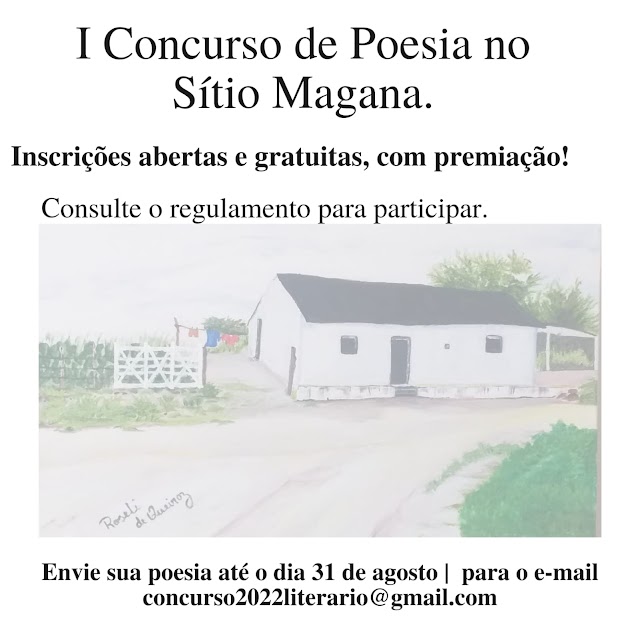  Concurso Literário de Poesia será realizado no Sitio Magana, em Santa Cruz