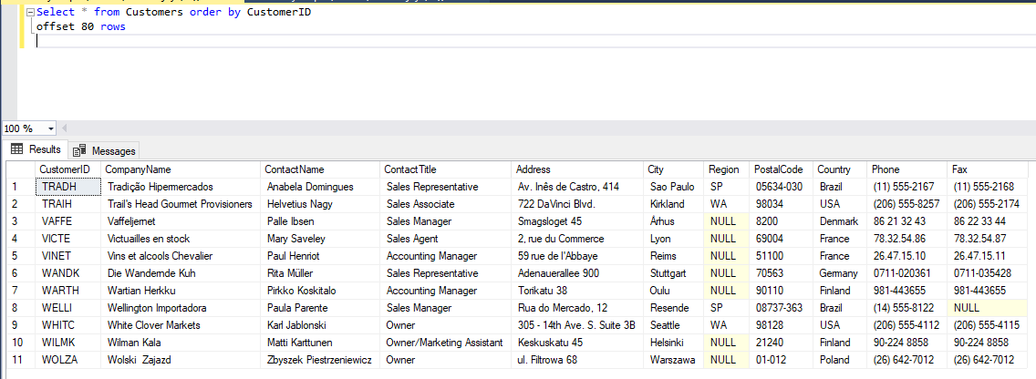 OFFSET and FETCH in SQL Server