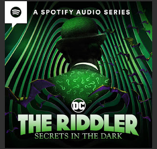 Graphic of The Riddler with his back to the viewer.