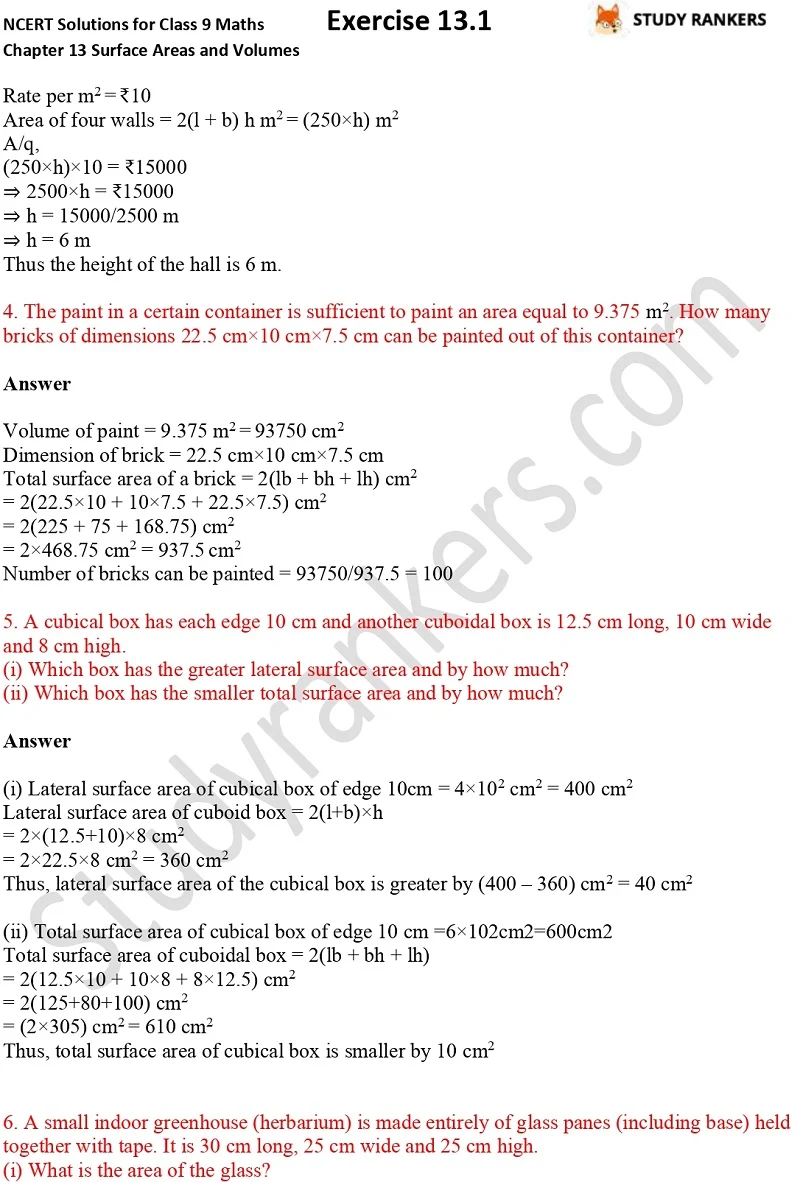 NCERT Solutions for Class 9 Maths Chapter 13 Surface Areas and Volumes Exercise 13.1 Part 2