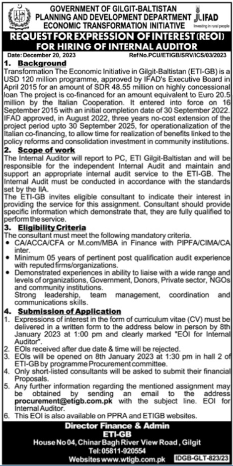 Planning and Development Department Accounting Jobs In Gilgit 2023