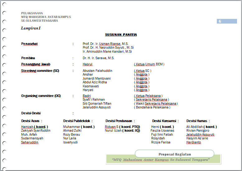 Contoh Proposal Musabaqah Antar Kampus  SQ BLOG