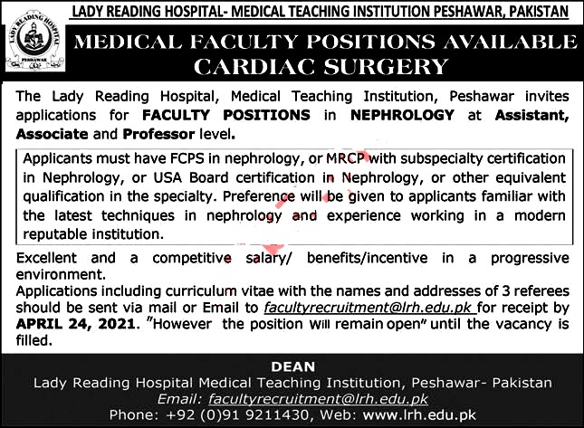 Latest Jobs in Lady Reading Hospital LRH _ Medical Teaching Institute 2021