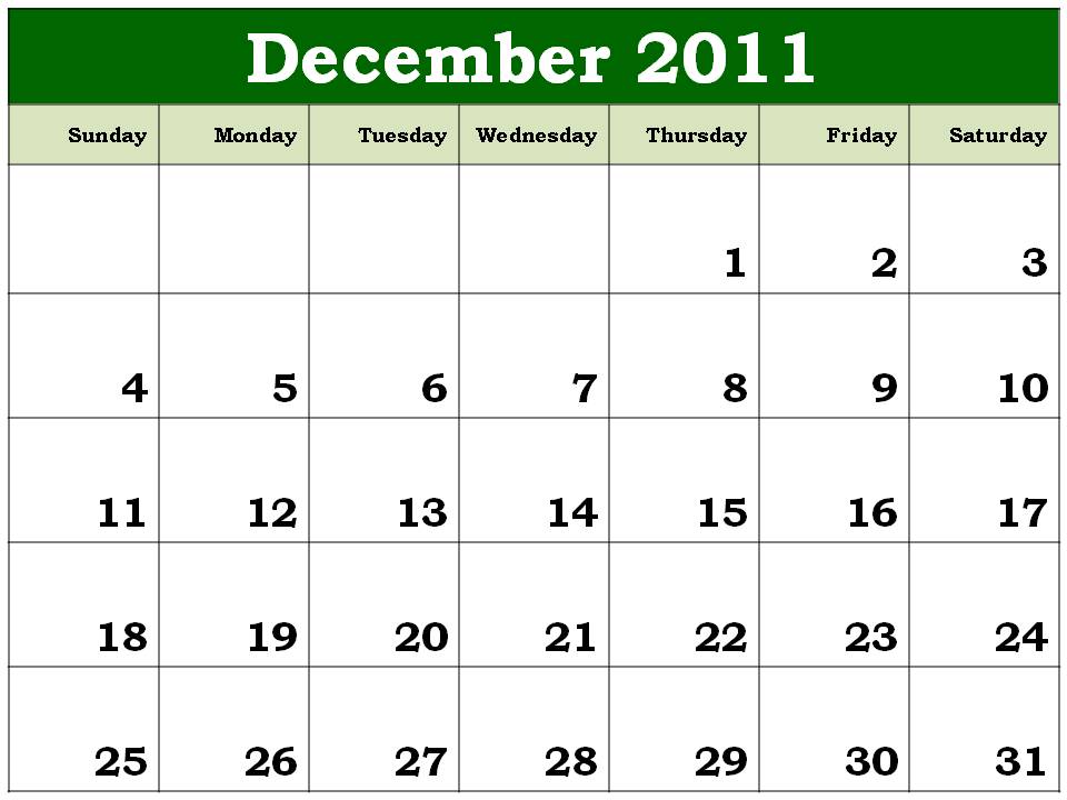 calendar december 2011. Planner 2011 December: