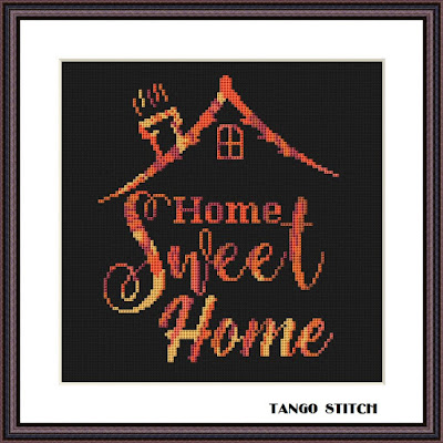 Home Sweet Home cross stitch pattern Gradient typography design - Tango Stitch