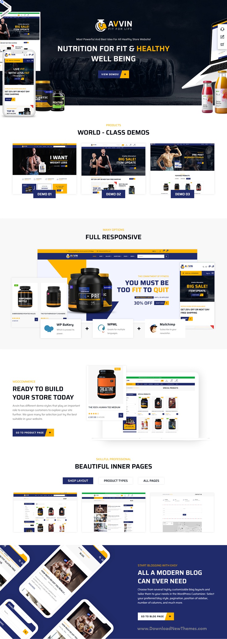 Fitness Nutrition and Supplements Store WordPress WooCommerce Theme