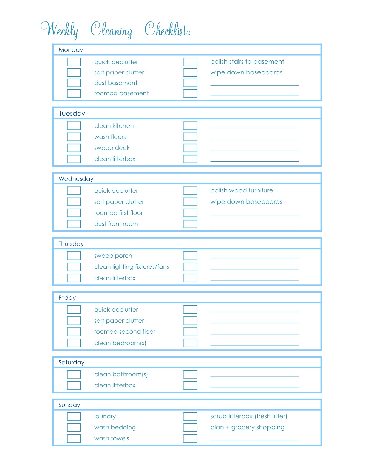 House Cleaning: Printable House House Cleaning Checklist By Room
