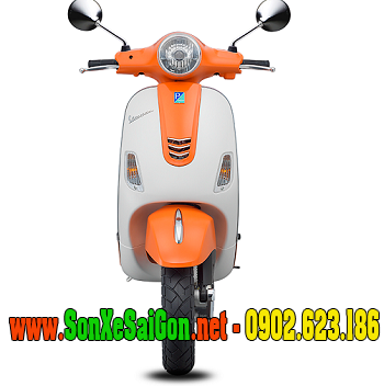 Mẫu sơn xe Vespa LX 125 bi-color trắng cam cực đẹp