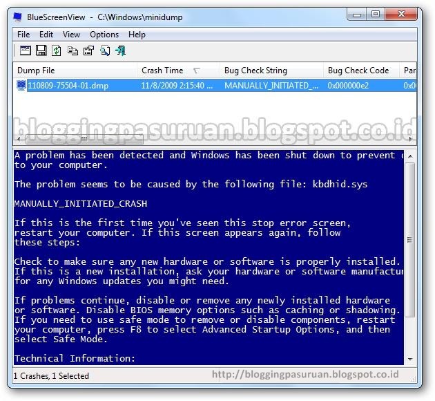 Mengatasi Blue Screen WINDOWS dan apa Penyebabnya