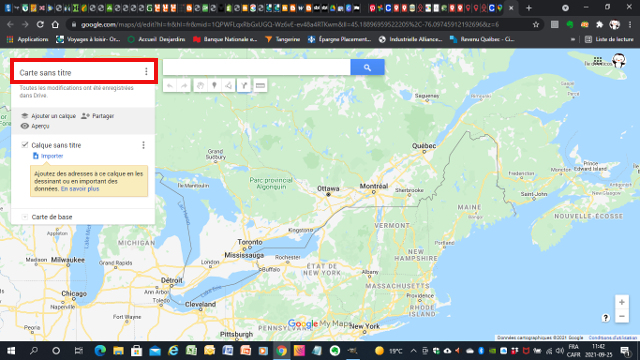 Google My Maps - Nom ou titre de la carte
