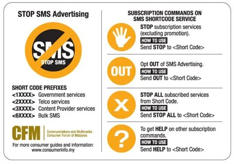 Gambar cara hentikan iklan SMS dari M Edge Sdn Bhd