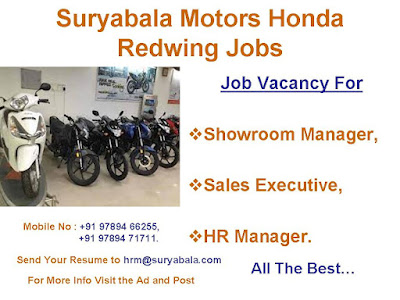 Suryabala Motors Honda Redwing Jobs