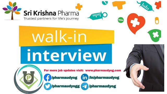 Sri Krishna Pharma | Walk-in at Hyderabad on 4 Nov 2019 for Fermentation RnD | Pharma Jobs - Hyderabad