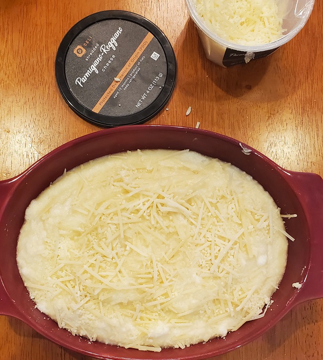 egg white folded into this mash potato souffle with Parmesano Reggiano on top