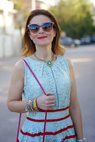 mint chicwish lace dress, Stella McCartney cat eye sunglasses, Sodini necklace, Fashion and cookies, fashion blogger