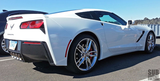 Chevrolet Corvette Stingray rear 3/4 from McKenzie Pass, Oregon