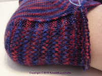 closeup of eye of partridge sock heel