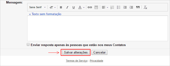 Salvar configurações no Gmail