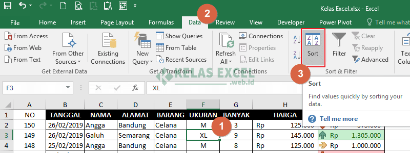 Cara Sortir/Mengurutkan Data di Excel (Angka, Teks & Tanggal/Waktu) Cara Mengurutkan data di Microsoft Excel Cara Sortir/Mengurutkan Data di Excel (Angka, Teks & Tanggal/Waktu)