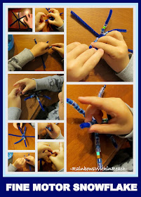 photo of: Fine Motor Snowflake with Beads on Pipe Cleaner via RainbowsWithinReach