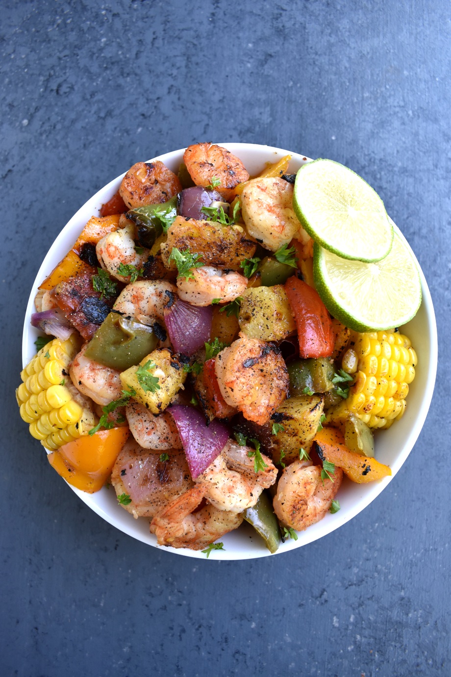 Grilled Shrimp, Pineapple and Vegetables