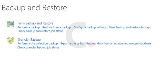 Sharepoint Central Administration - Backup & Restore