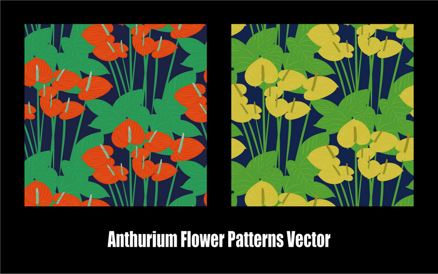 Anthurium Flowers Patterns Vector