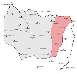 aragonés occidental, mapa, Huesca