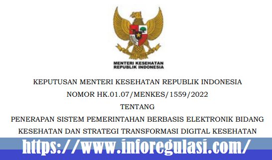 Kepmenkes Tentang Penerapan Sistem Pemerintahan Berbasis Elektronik Bidang Kesehatan Dan Strategi Transformasi Digital Kesehatan