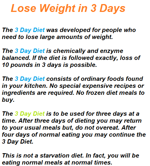 lose weight in three-day diets