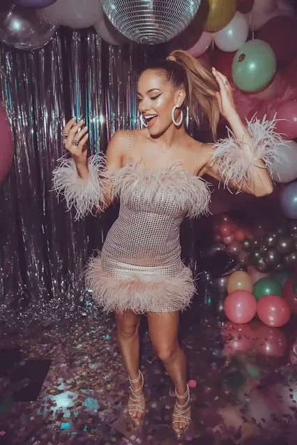Feather-Trimmed Mini Dress