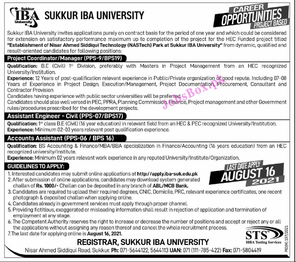 Sukkur IBA University Jobs 2021 – Apply Online via Apply.iba-suk.edu.pk